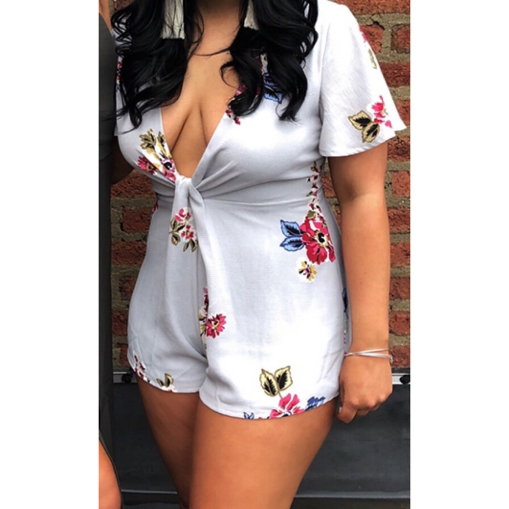 Grey Floral Romper